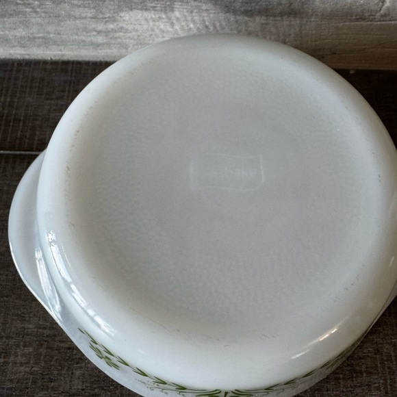 Vintage 1970's Glasbake Green Daisy Pattern Casserole Baking Dish 9”X3”with lid - Picture 2 of 7